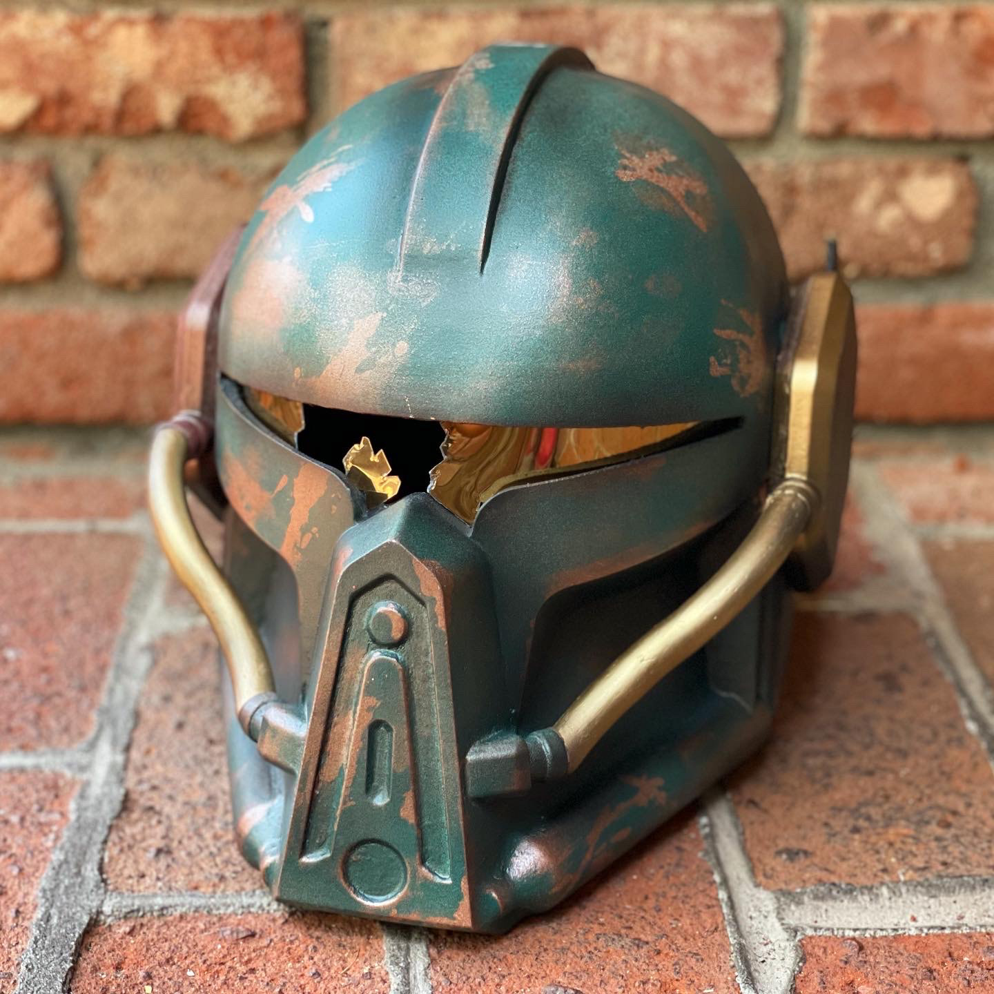 3D Printed Infiltrator helmet (weathered copper). Mar 2021.