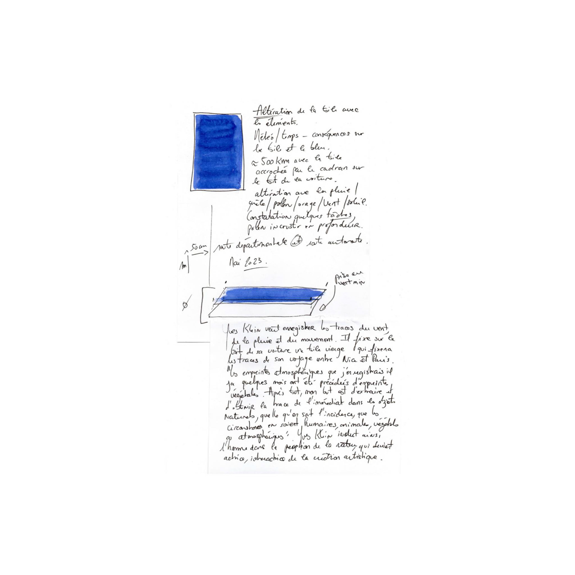 2023_Toile bleue sur le toit de la voiture_Altération des élements sur une oeuvre