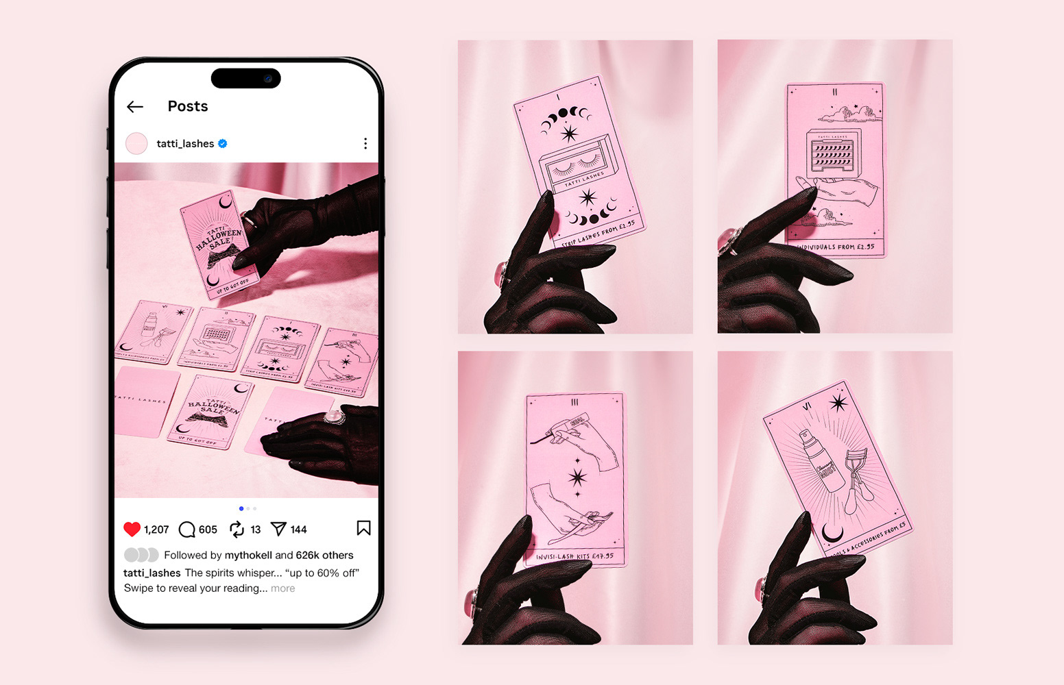 Tarot card-themed social post