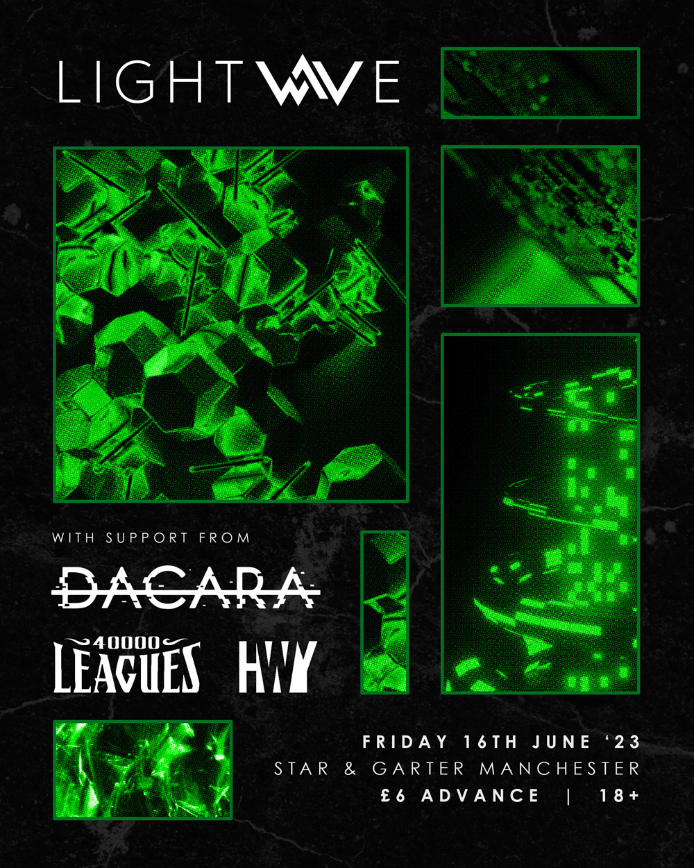 Gig poster using futuristic green imagery