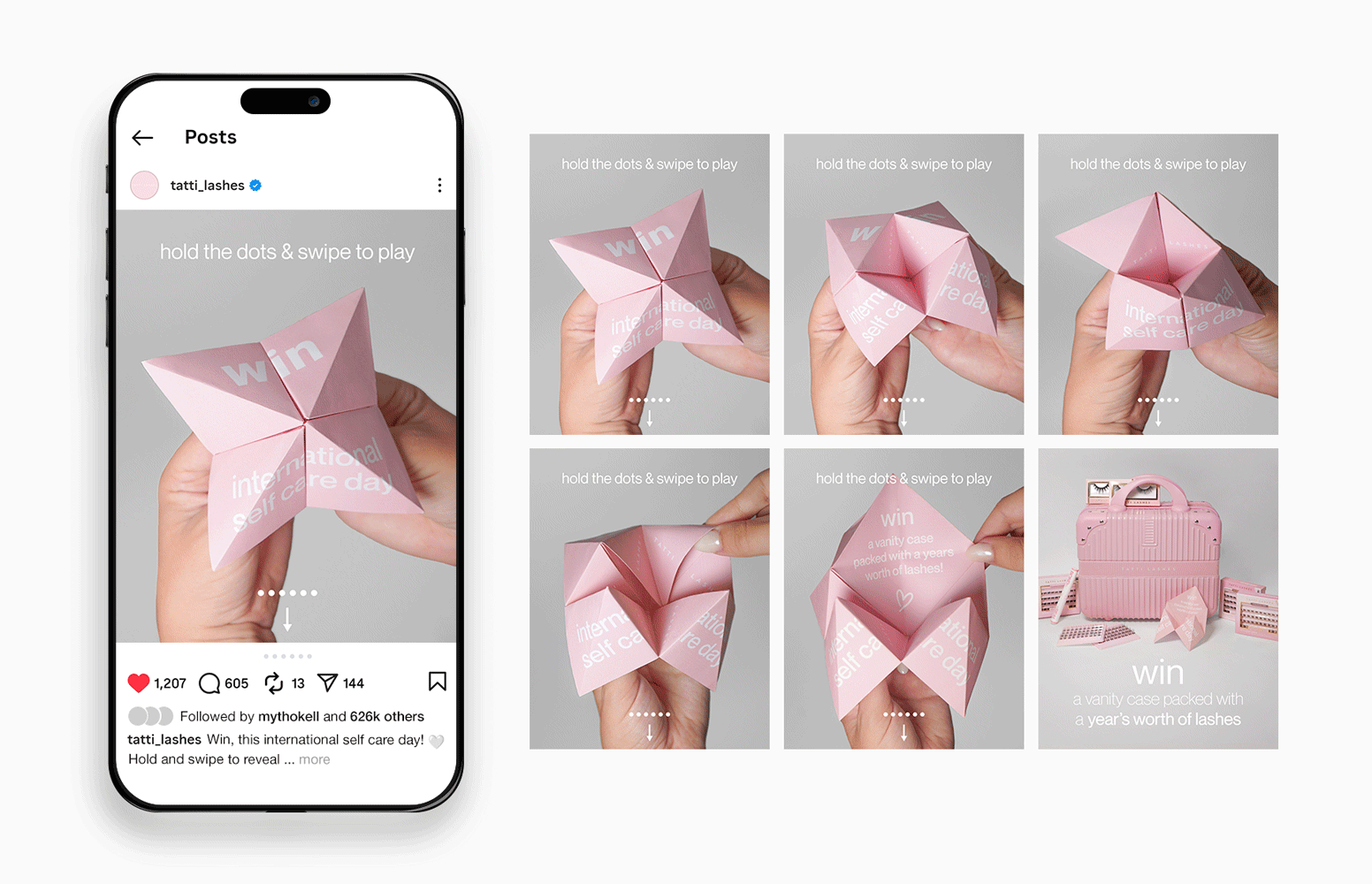 Instagram post using a fortune teller to reveal a message