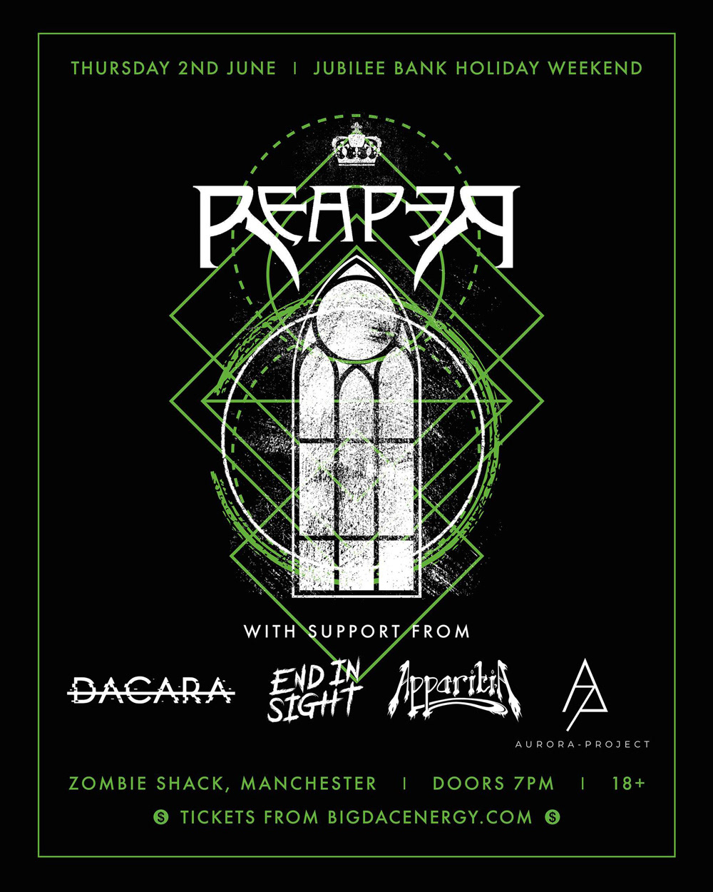 Gig poster with geometric window design