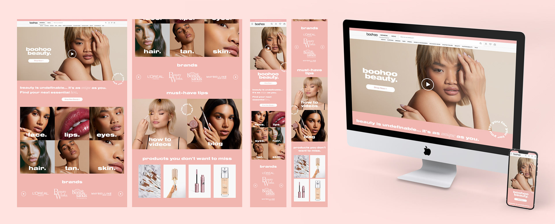 Boohoo Beauty landing page design