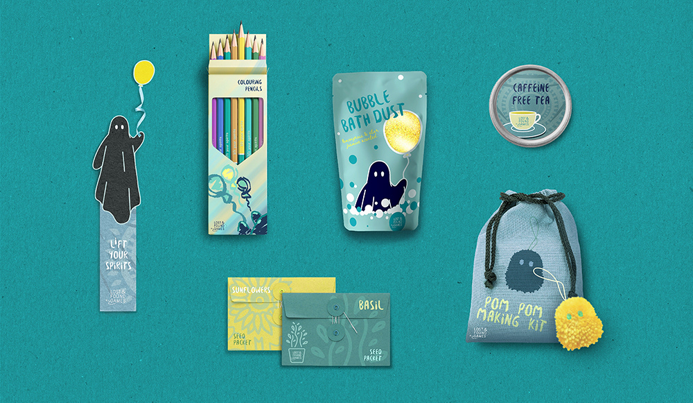 Ghost in our Machine branded products such as bubble bath, colouring pencils and caffeine free tea