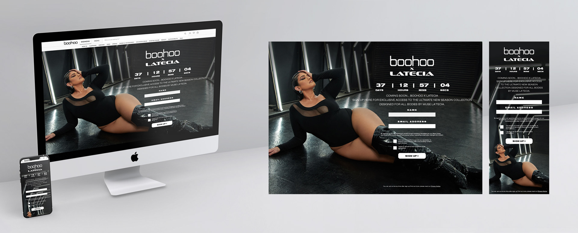 Boohoo x Latecia teaser page design