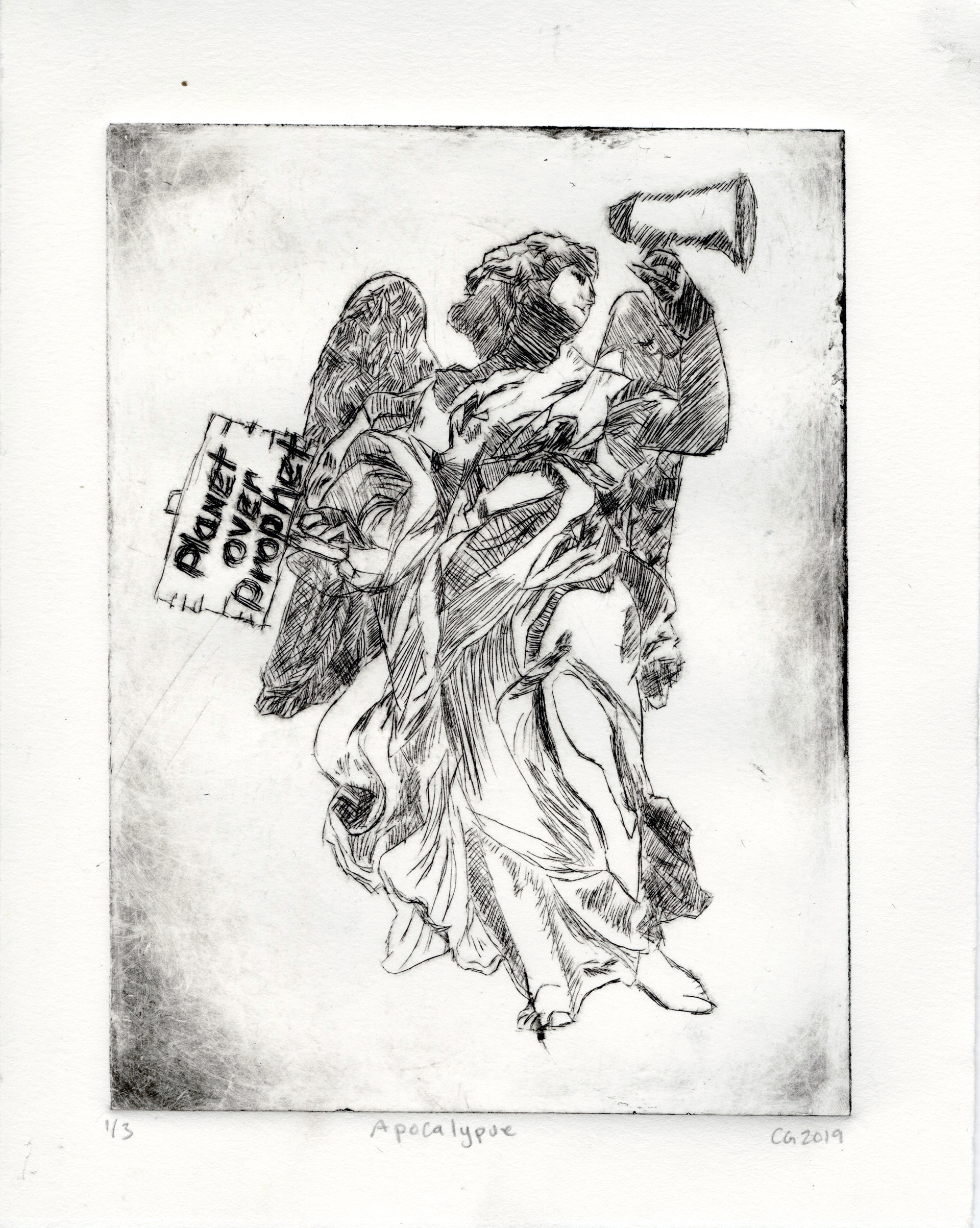 "Planet over Prophet"- Dry point print, Print run of 3
