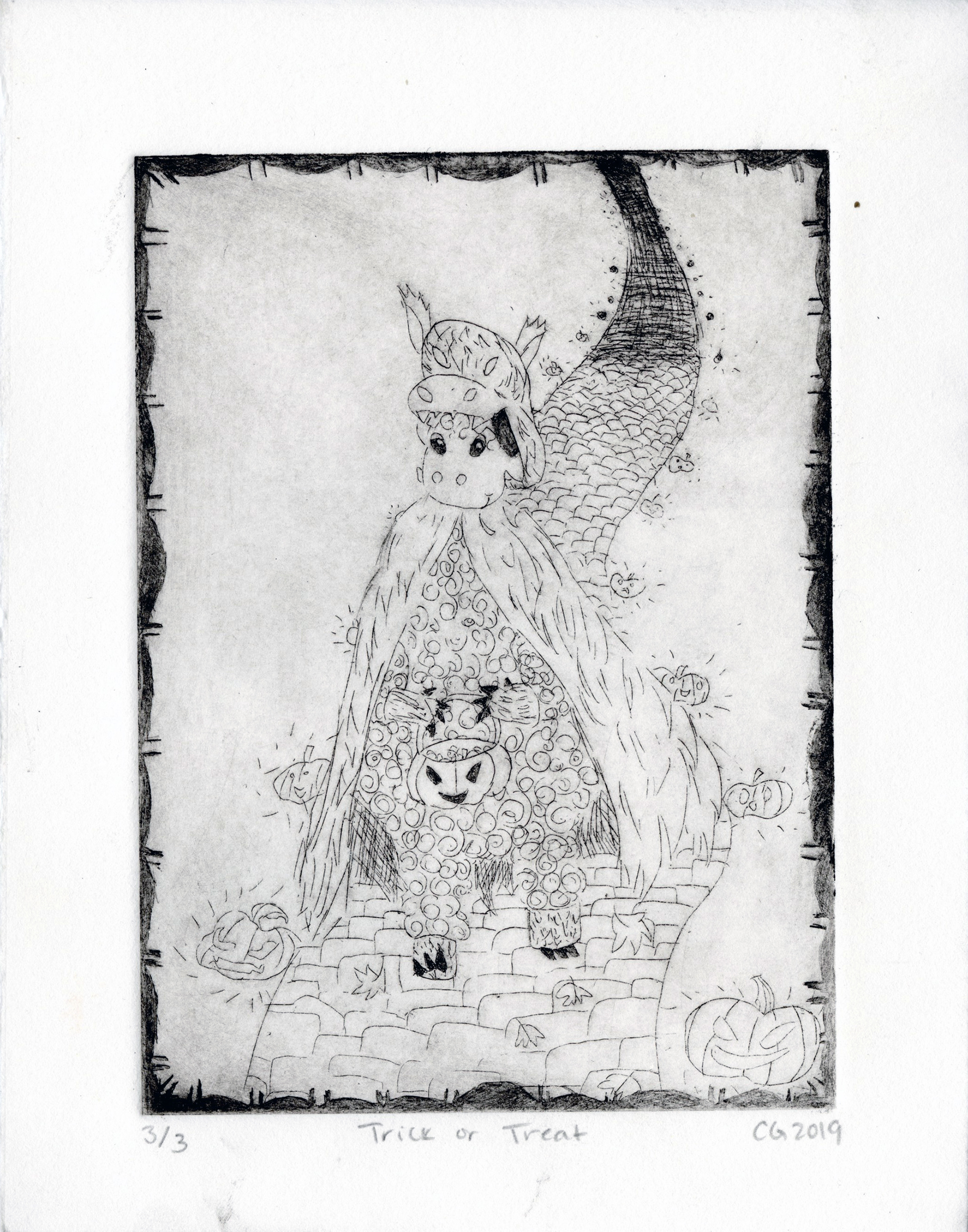 "Trick Or Treat"- Acid-etched print. Printrun of 3.