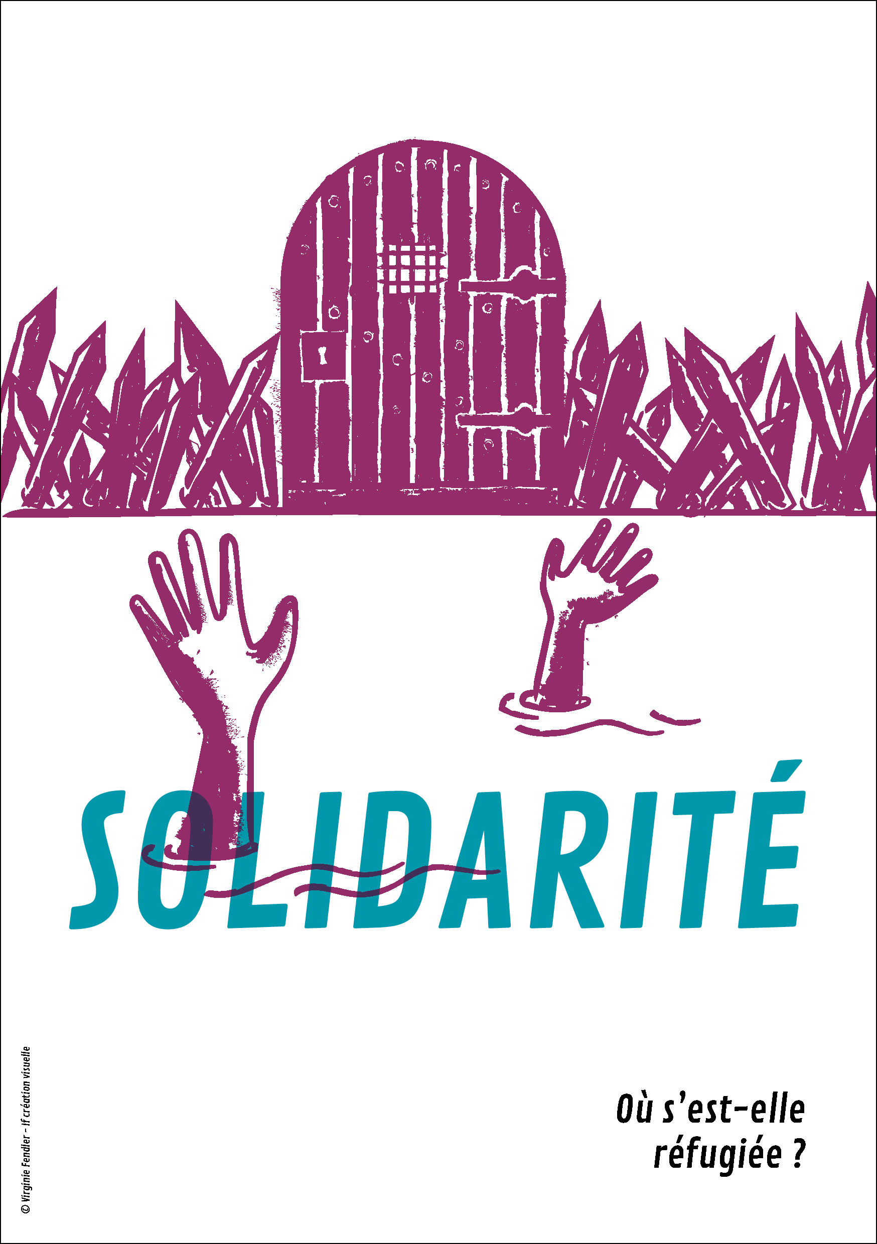 Solidarité. Où s'est-elle réfugiée ? Deux mains qui sortent de l'eau face à une lourde prote et à des pointes dressées.