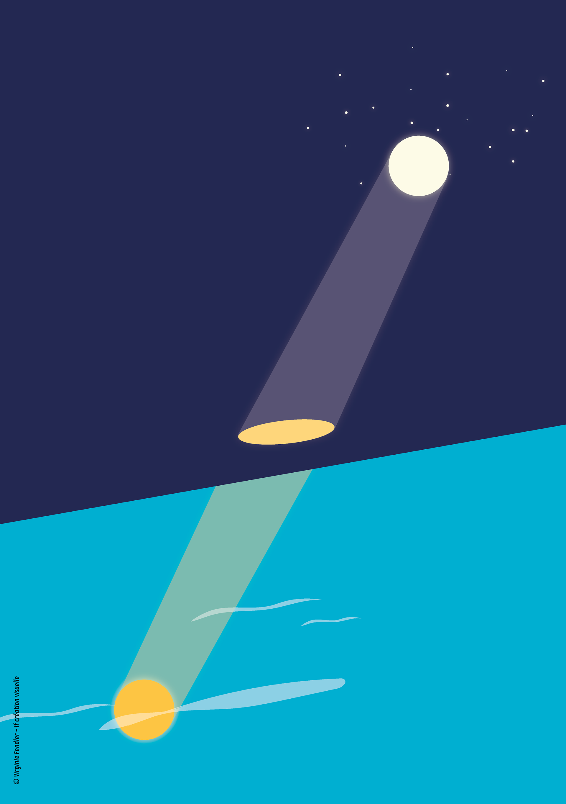 Open space 5. La lune et le soleil projettent leur lumière qui se rejoignent.