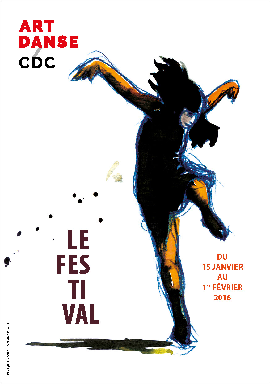 Visuel Festival danse Art danse 2016 - Dessin à l'encre d'une danseuse sur un pied 