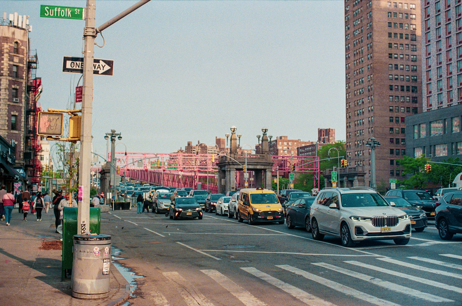 Delancey Street into the Williamsburg Bridge