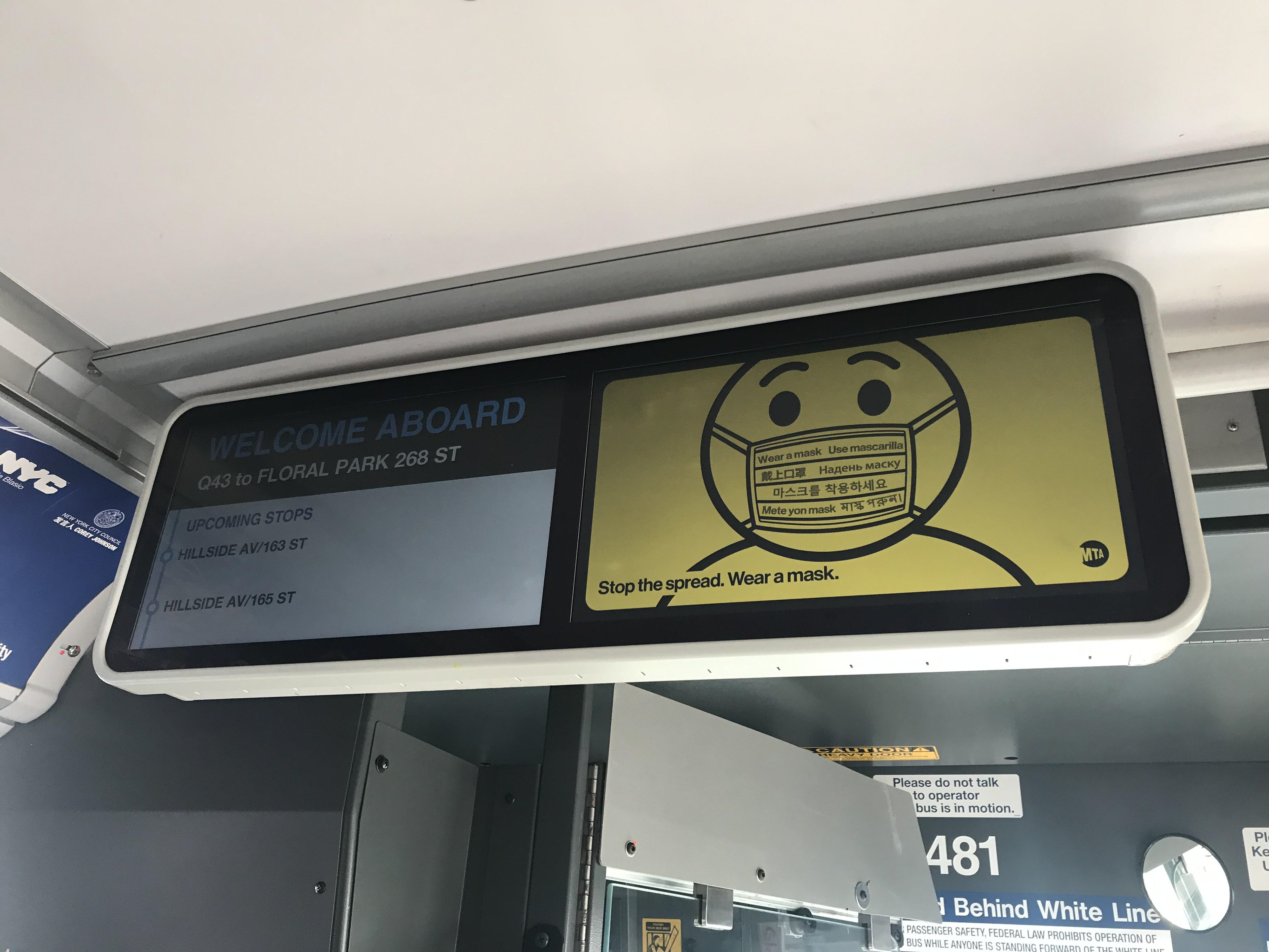 On-board bus display. Photo credit: Brian Rogers