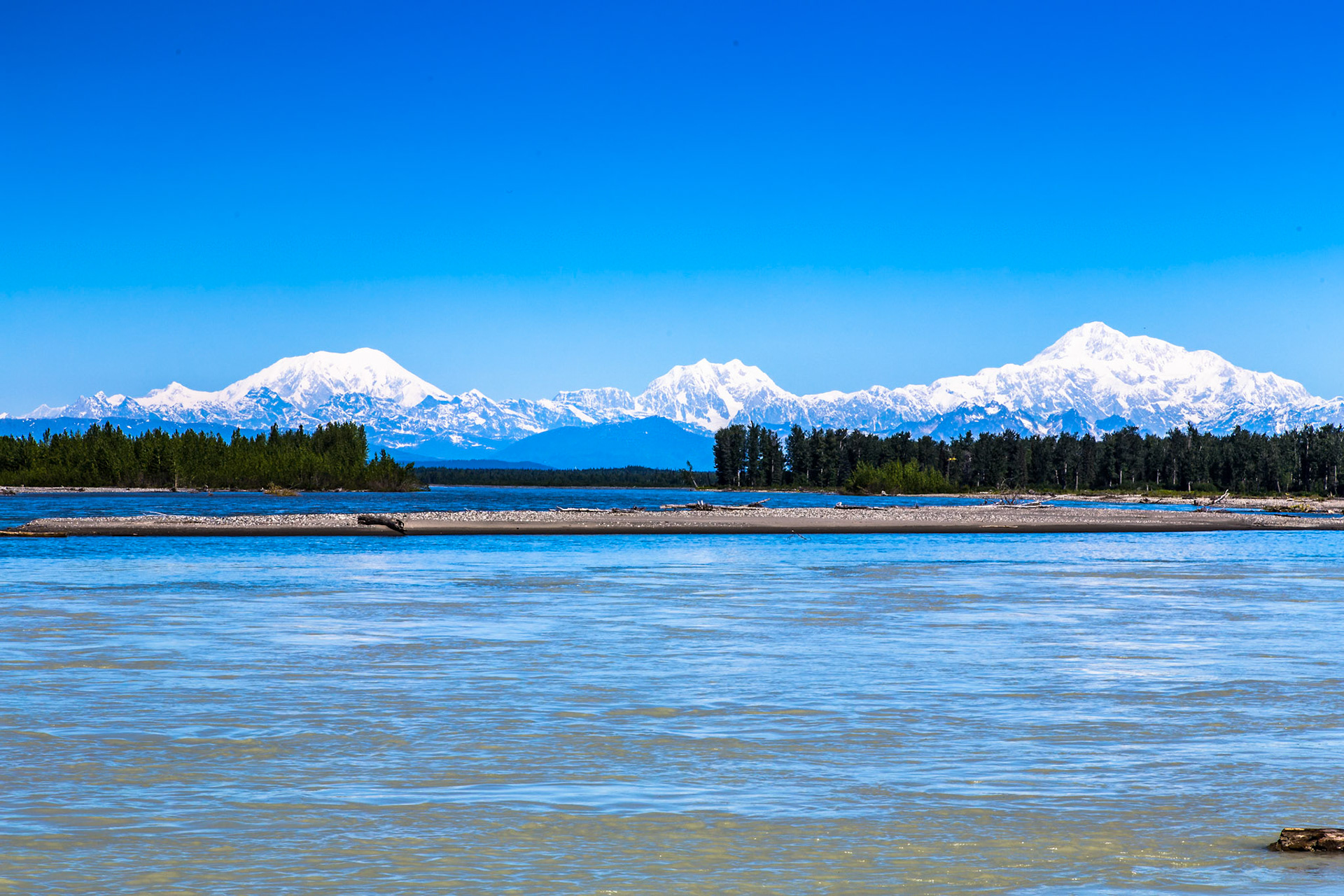 From convergence of Chulitna, Susitna, and Talkeetna Rivers