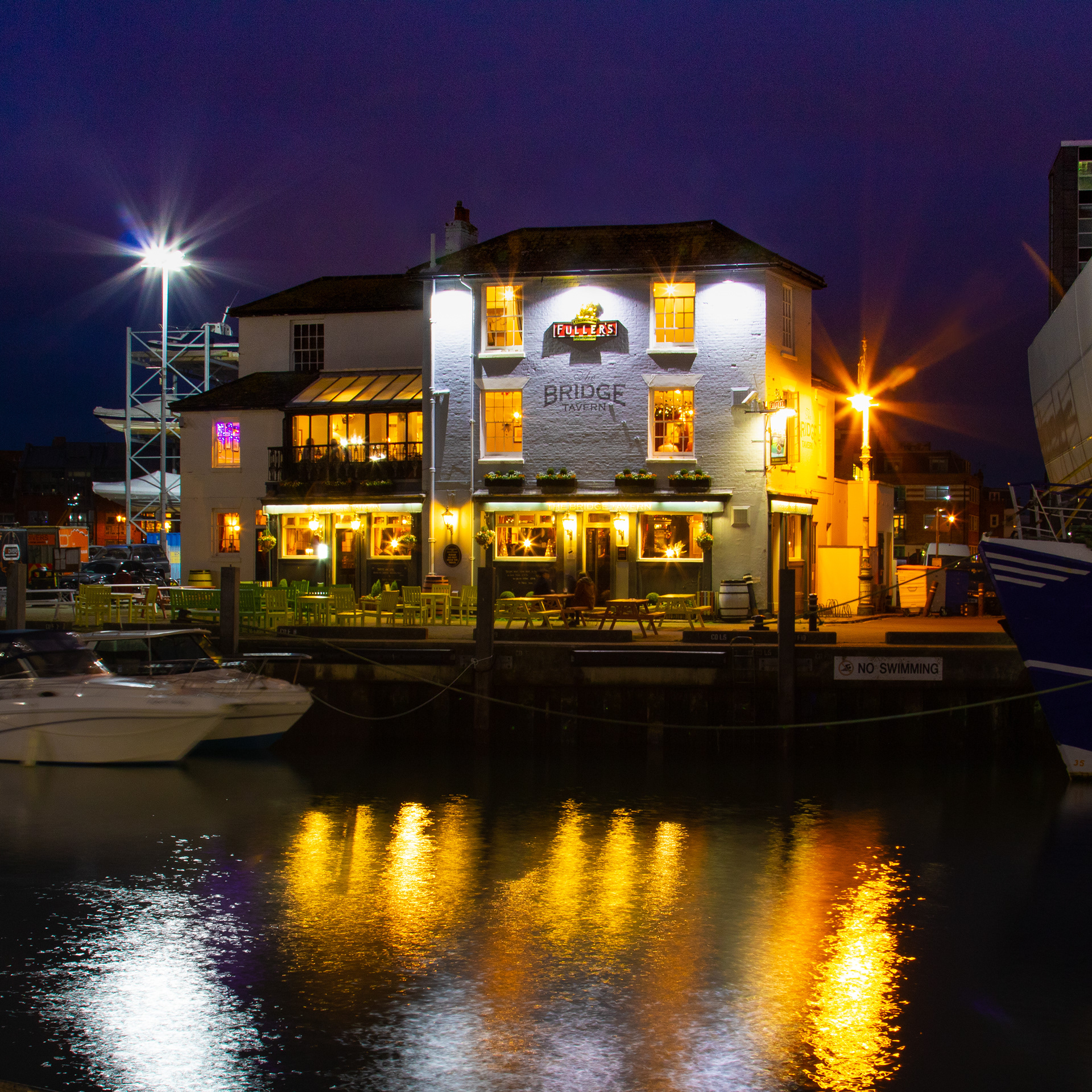The Bridge Tavern - View Across The Camber Dock