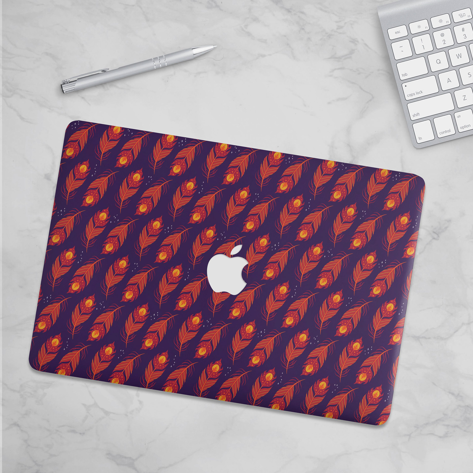 PHOENIX FEATHERS - ROYAL PURPLE_MACBOOK SKIN MOCKUP