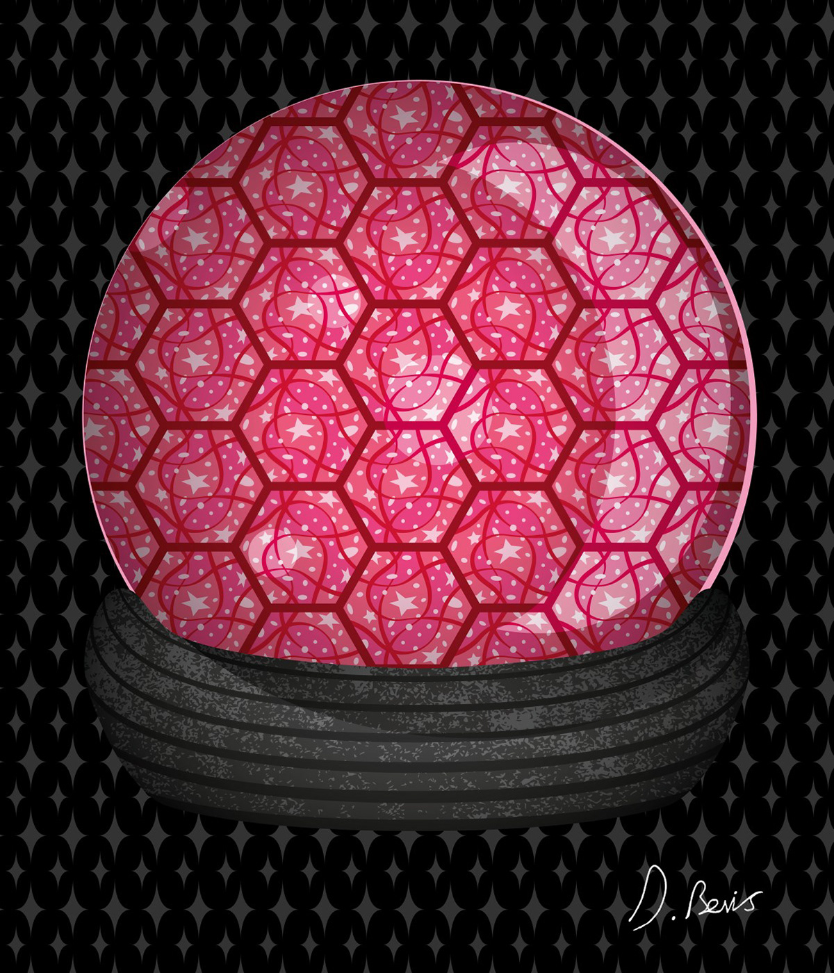 HEX ABSTRACT GEOMETRIC PATTERN ~ CHAOS RED