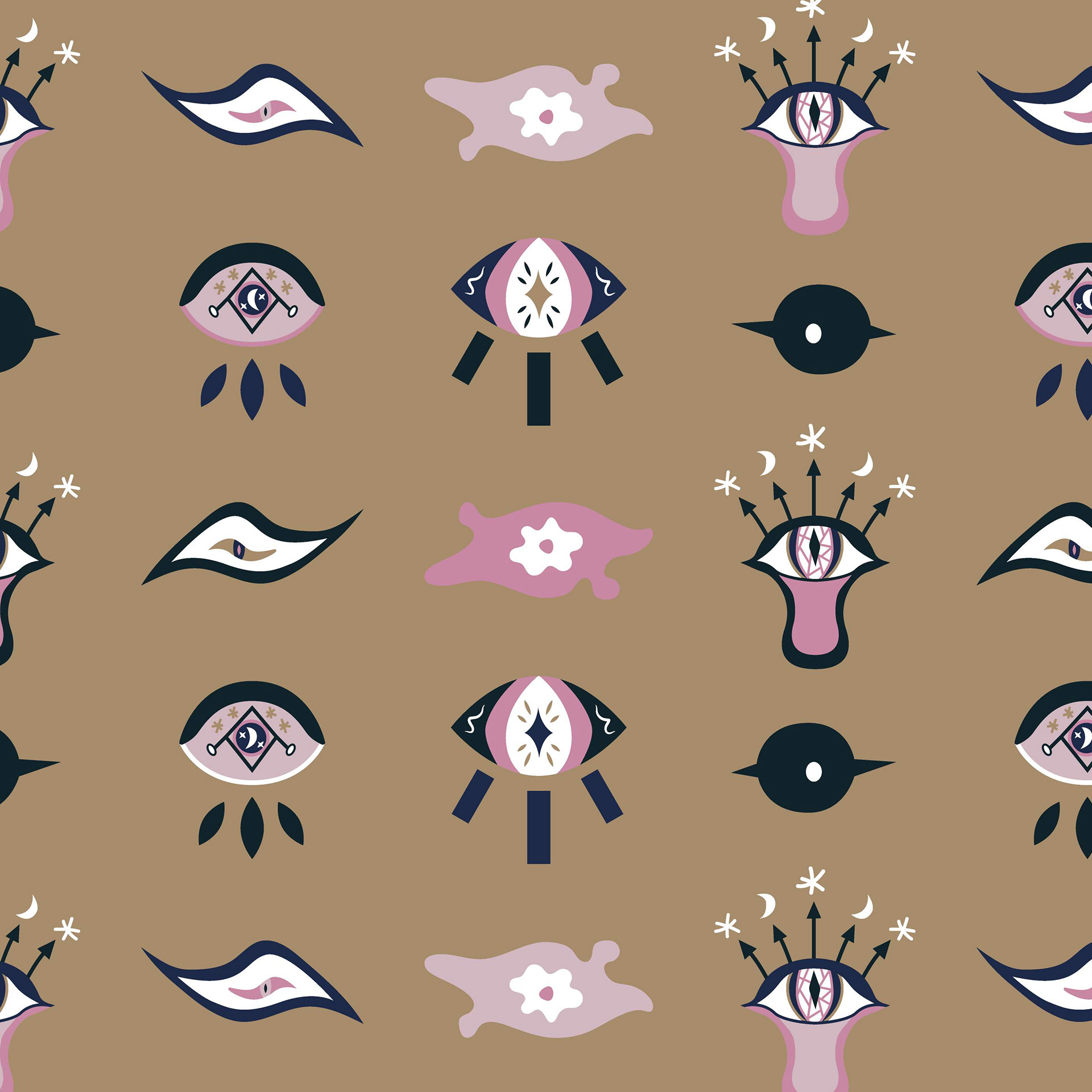 EVIL EYES 1 - BLUSH, GOLD & NAVY