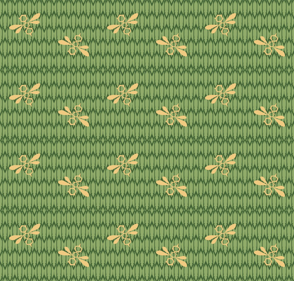 FIELD OF BEES PATTERN ~ HONEY GREEN