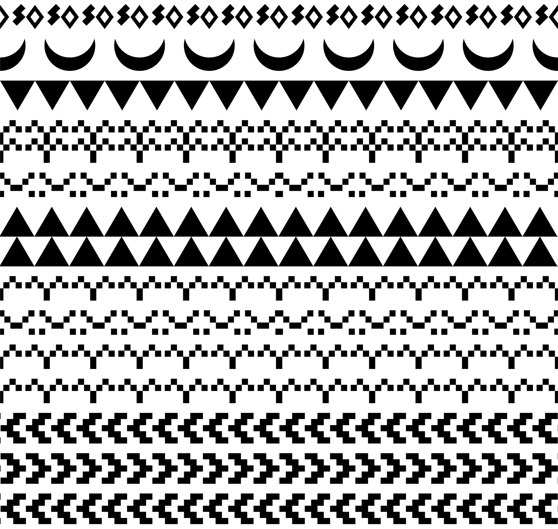 TRIBAL MOON, LAND & SEA PATTERN - BLACK & WHITE