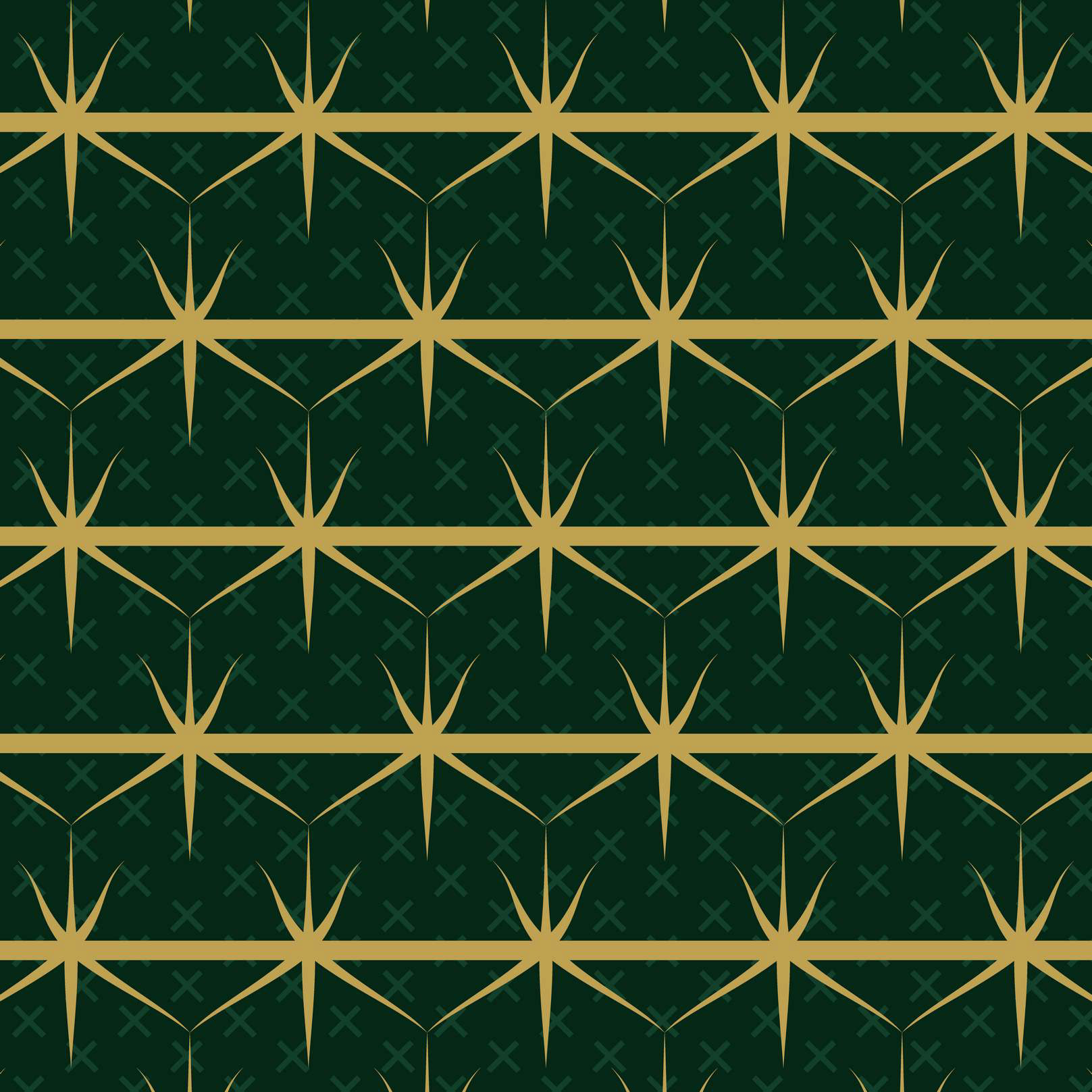 STARRY MEDIEVAL FENCE PRINT - JADE & GOLD