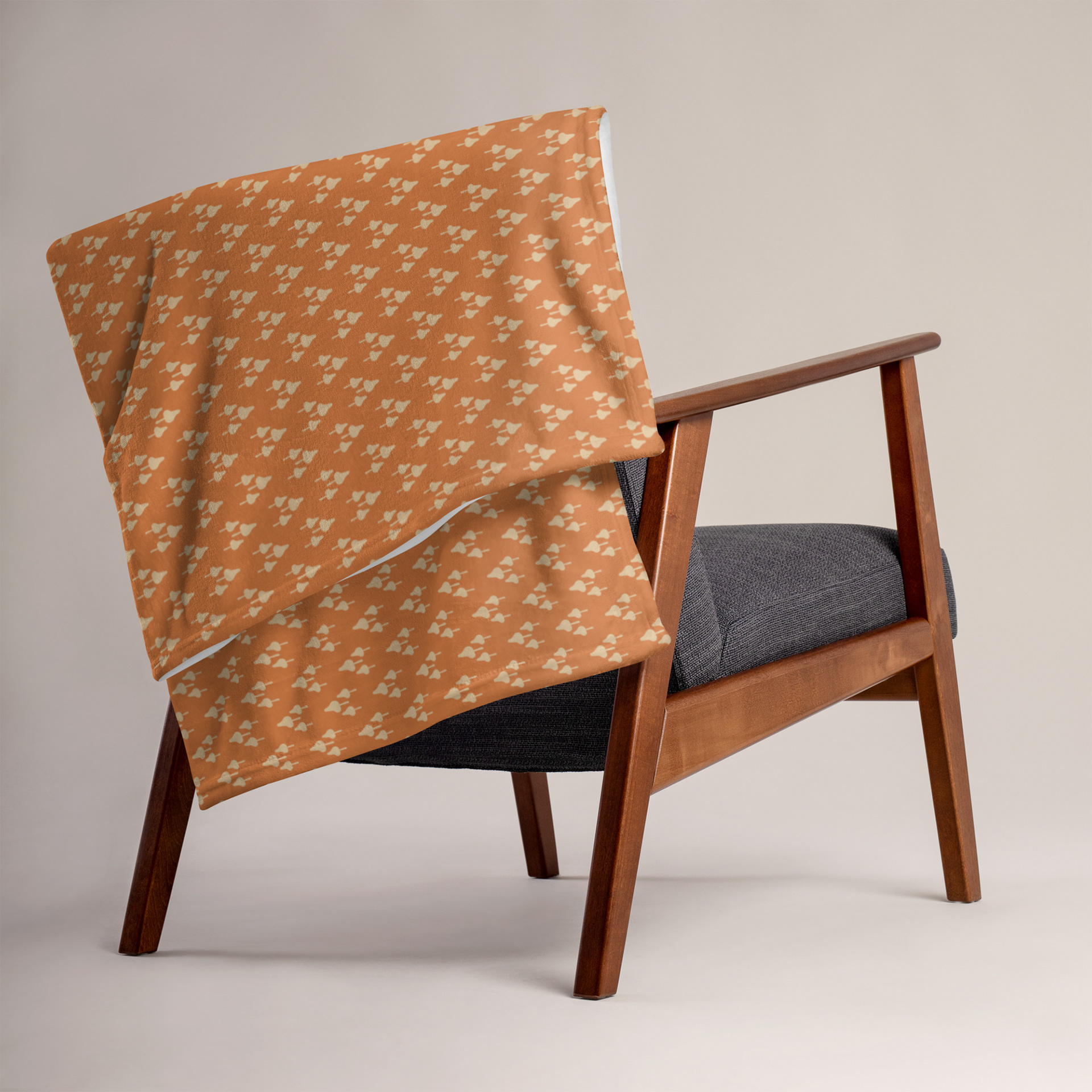 MINIMAL MUSHROOMS - CINNAMON & DAWN GOLD - THROW BLANKETS 13
