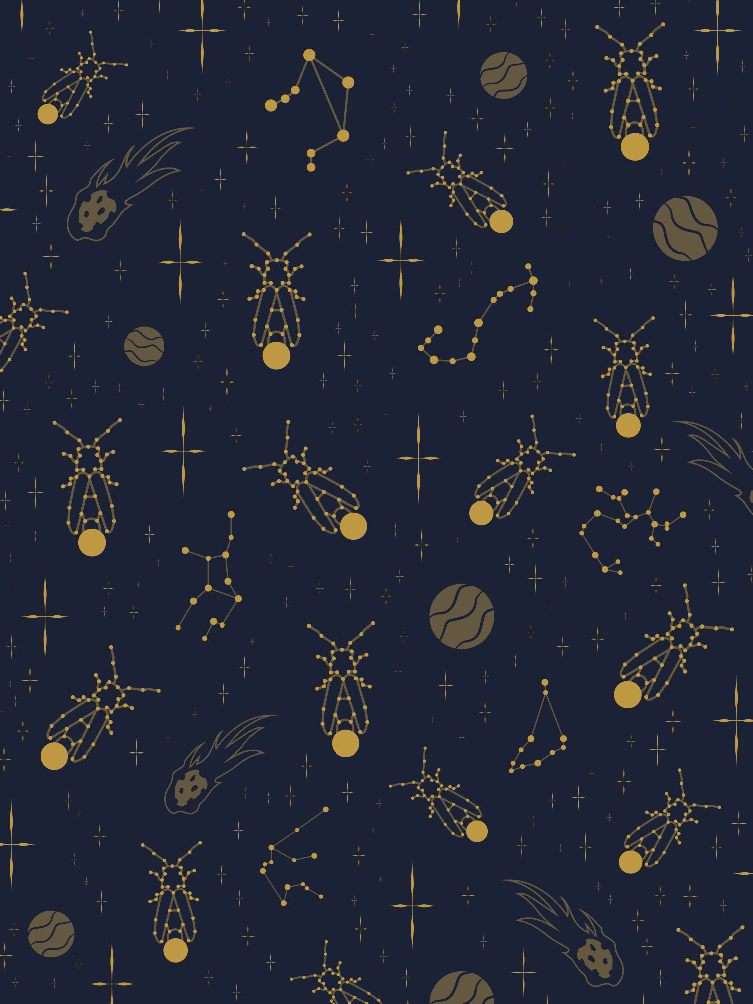 GOLDEN FIREFLIES CONSTELLATIONS PATTERN