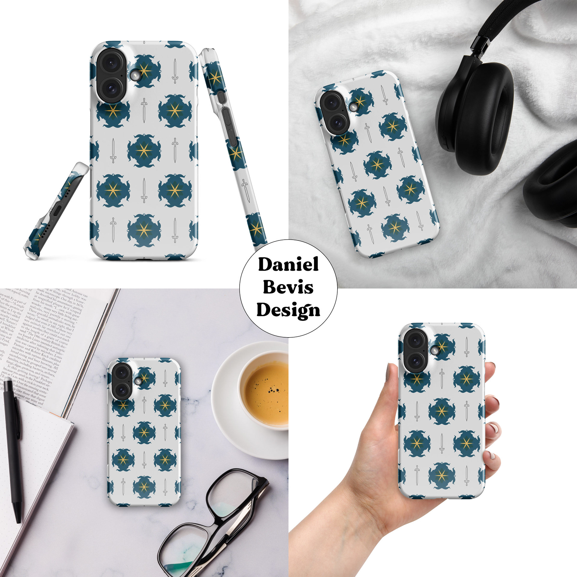 FLOWER KNIGHT - TROPICAL-WHITE IPHONE CASE MOCKUP COLLAGE