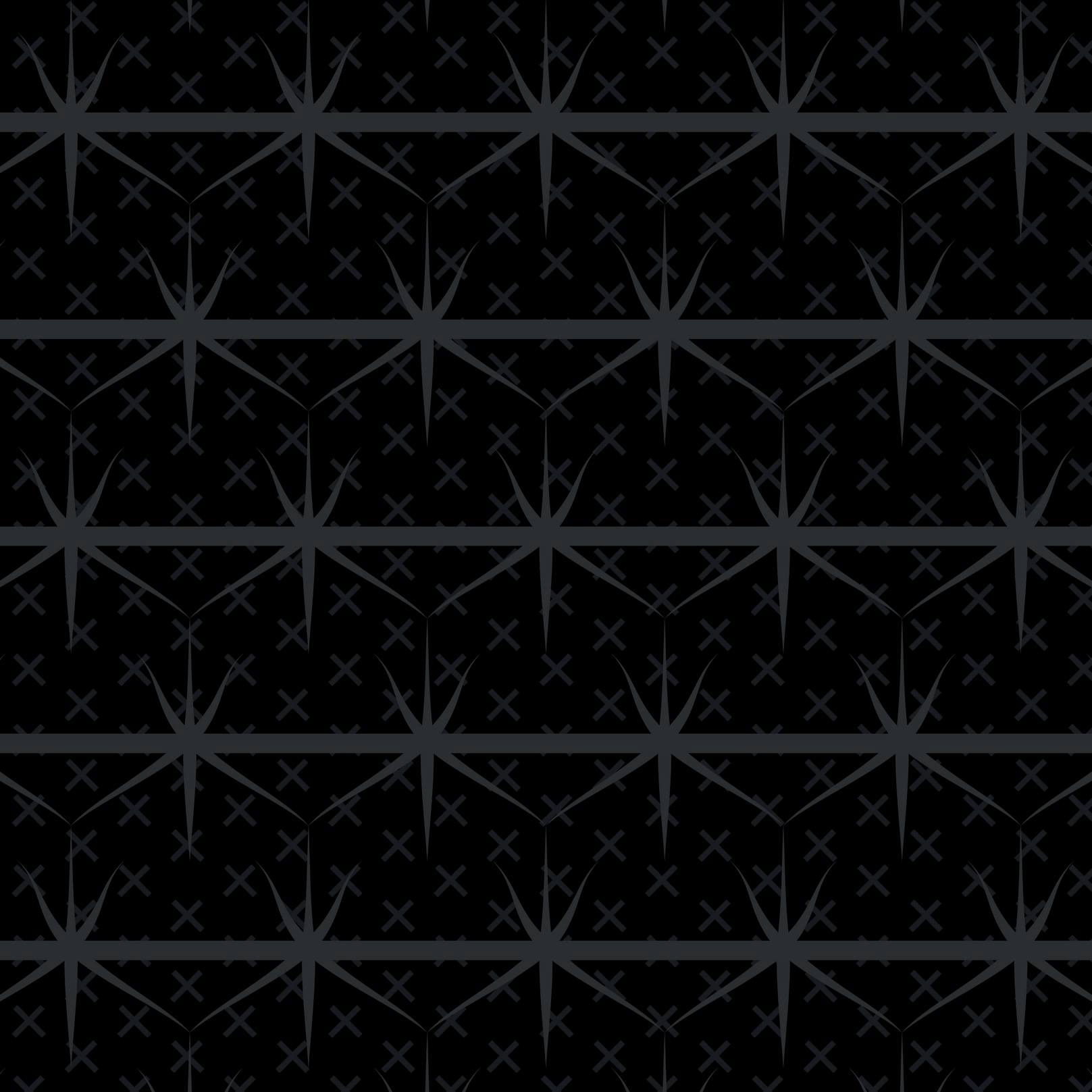 STARRY MEDIEVAL FENCE PRINT - GREY & BLACK