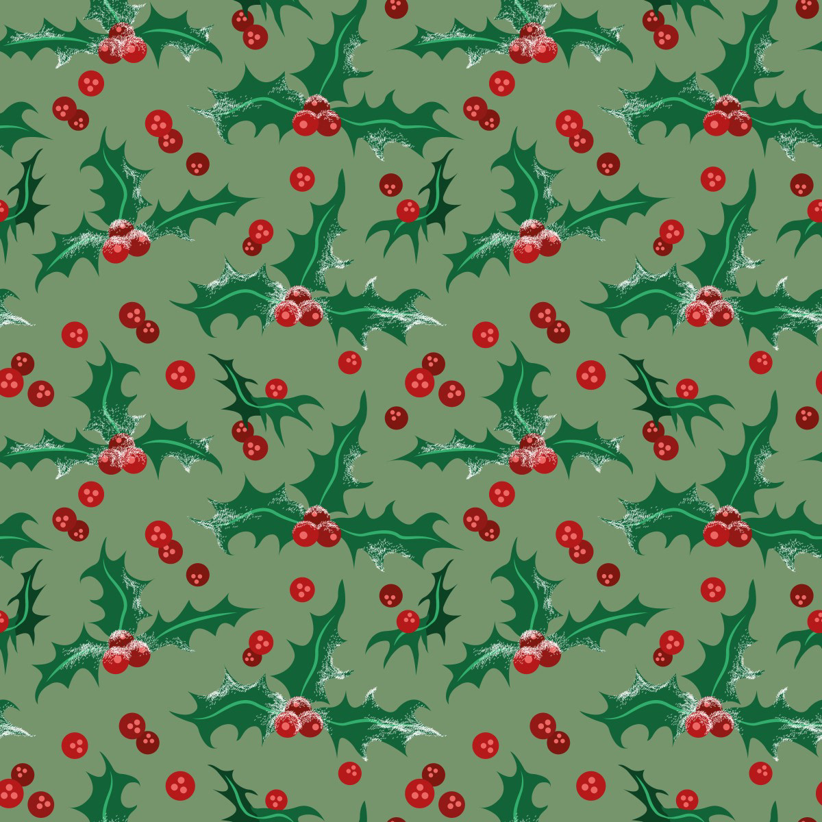 HOLLY PATTERN - GREEN