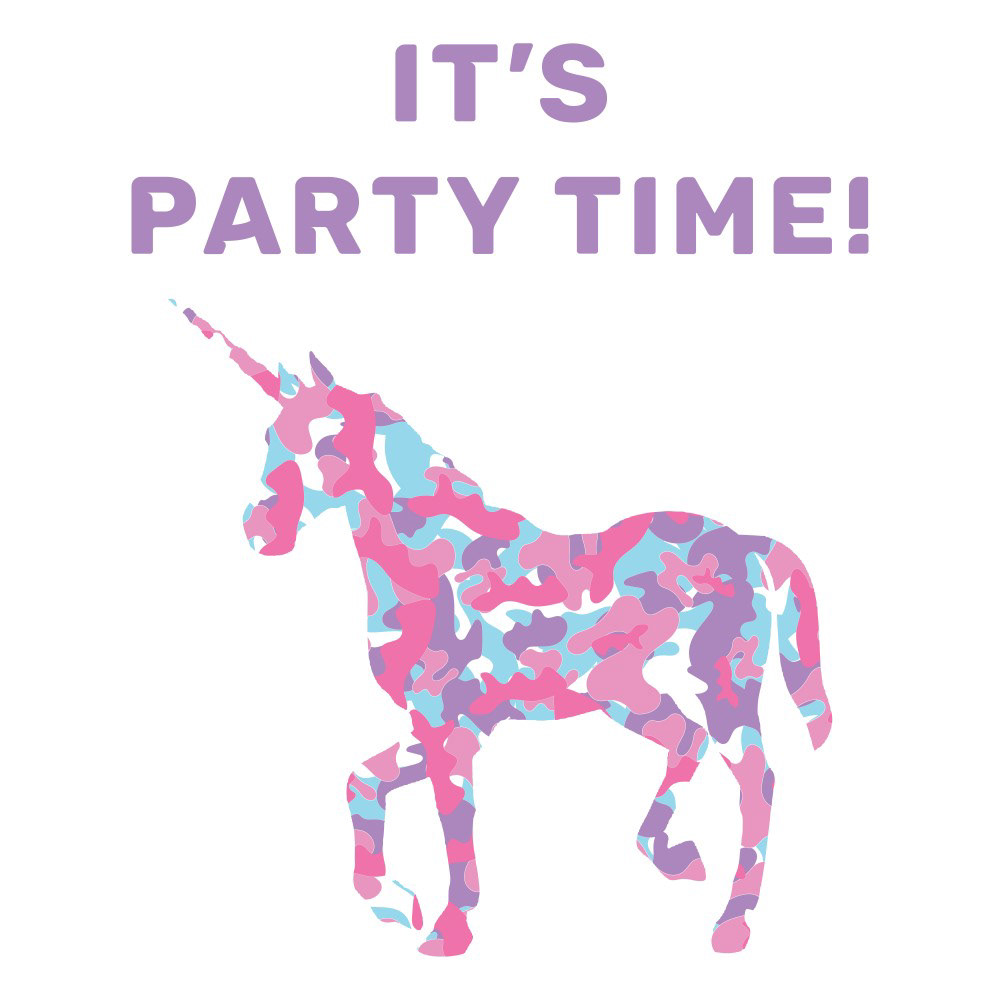 IT'S PARTY TIME! - ABSTRACT CAMO UNICORN