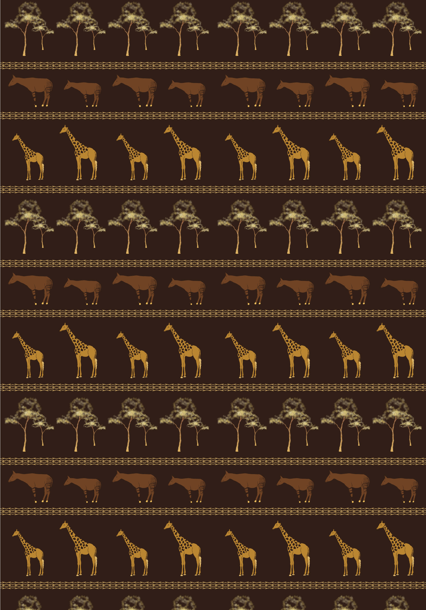 GIRAFFE & OKAPI PRINT ~ EARTHY GOLDS