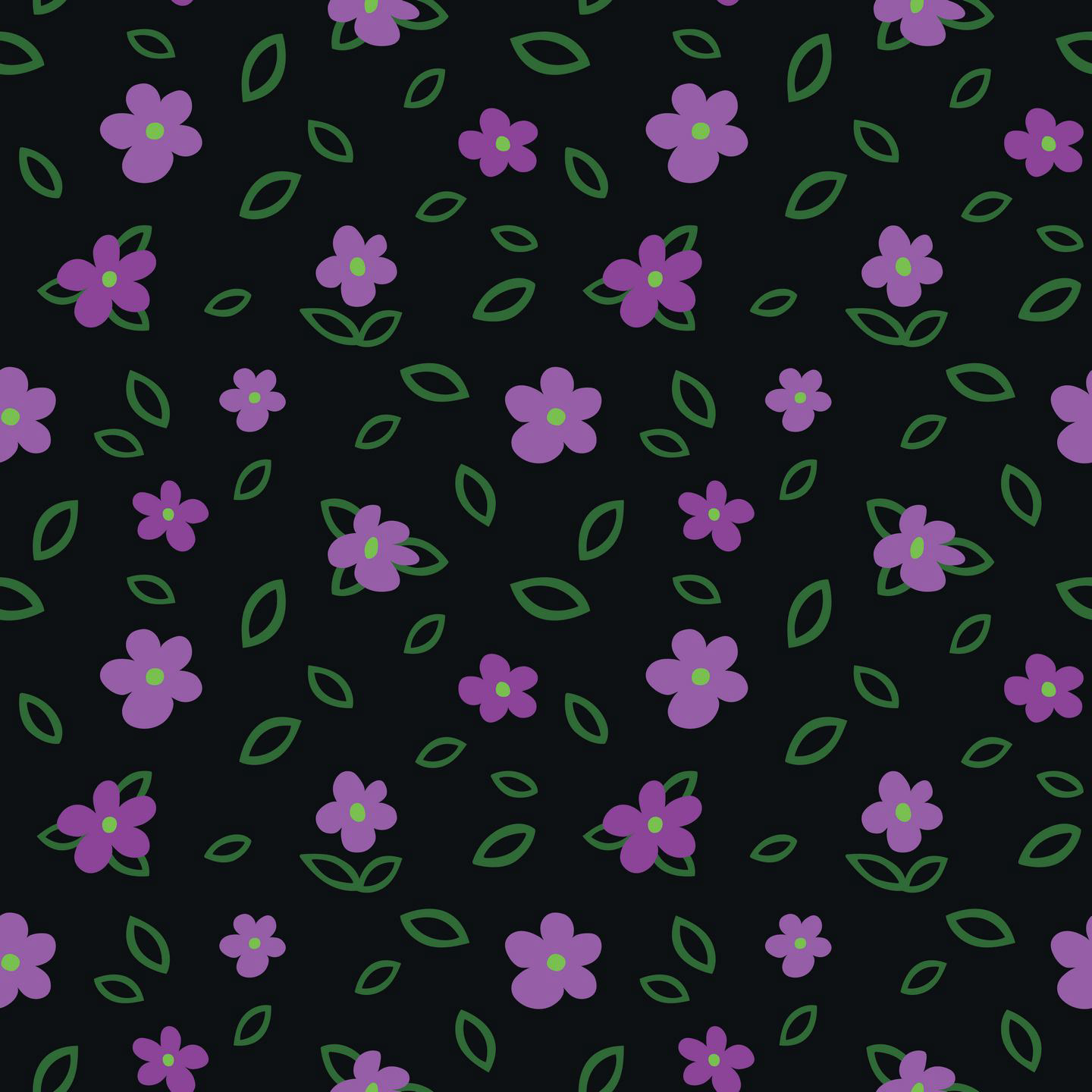 MINIMAL FLORALS 1 - PURPLE, GREEN & BLACK