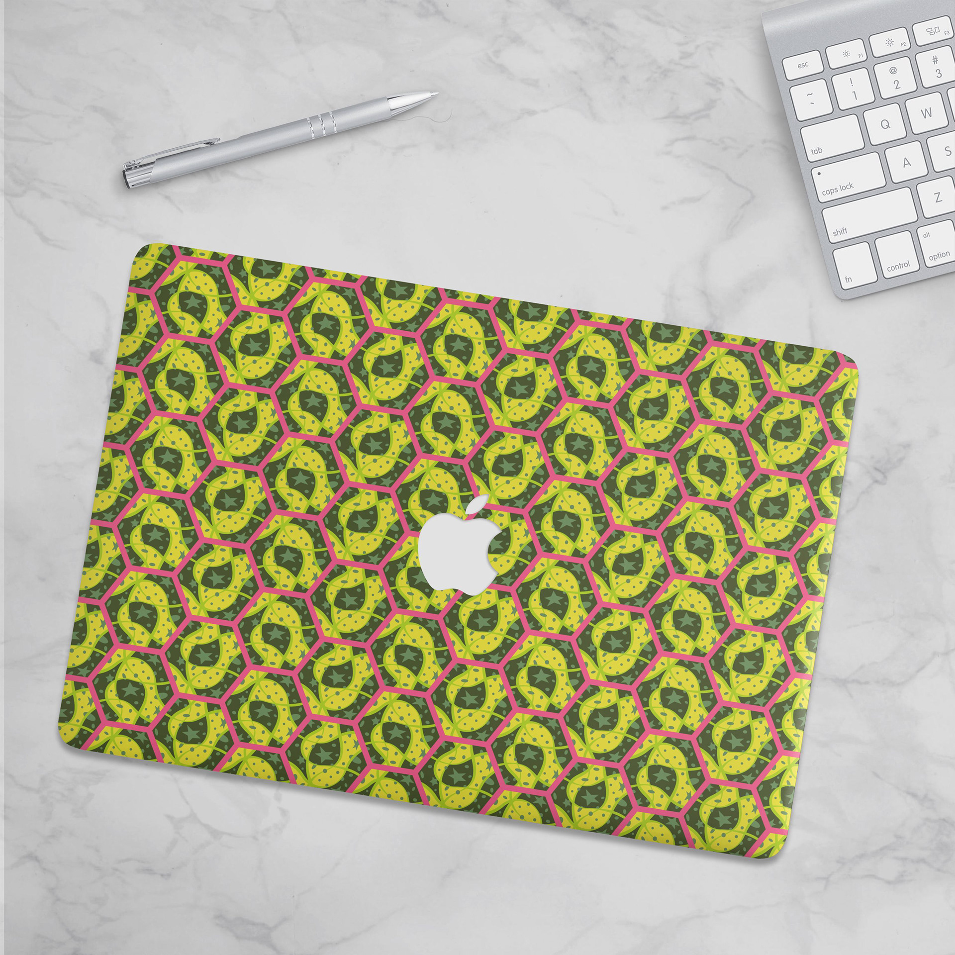 HEX GEO CHAOS - ALIEN FLORA_MACBOOK SKIN MOCKUP