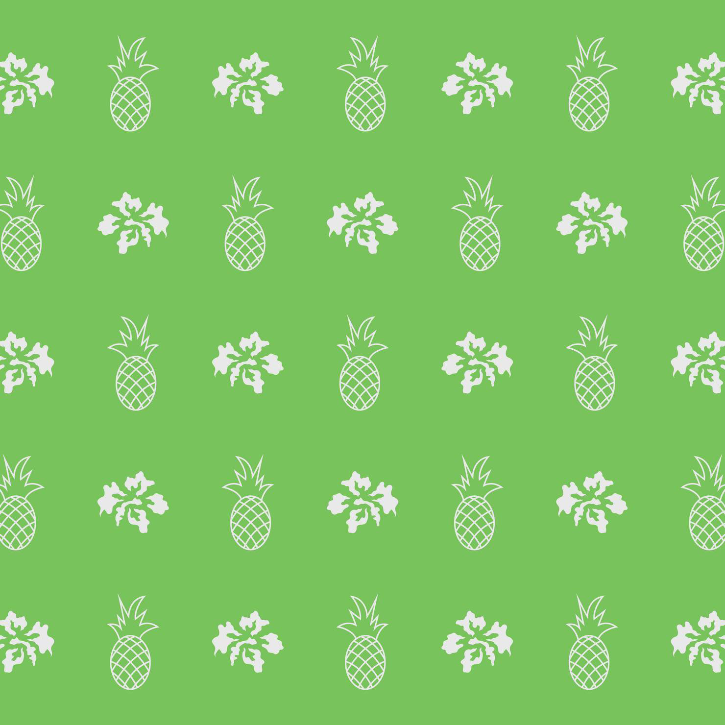 HIBISCUS & PINEAPPLES - BRIGHT PALM GREEN