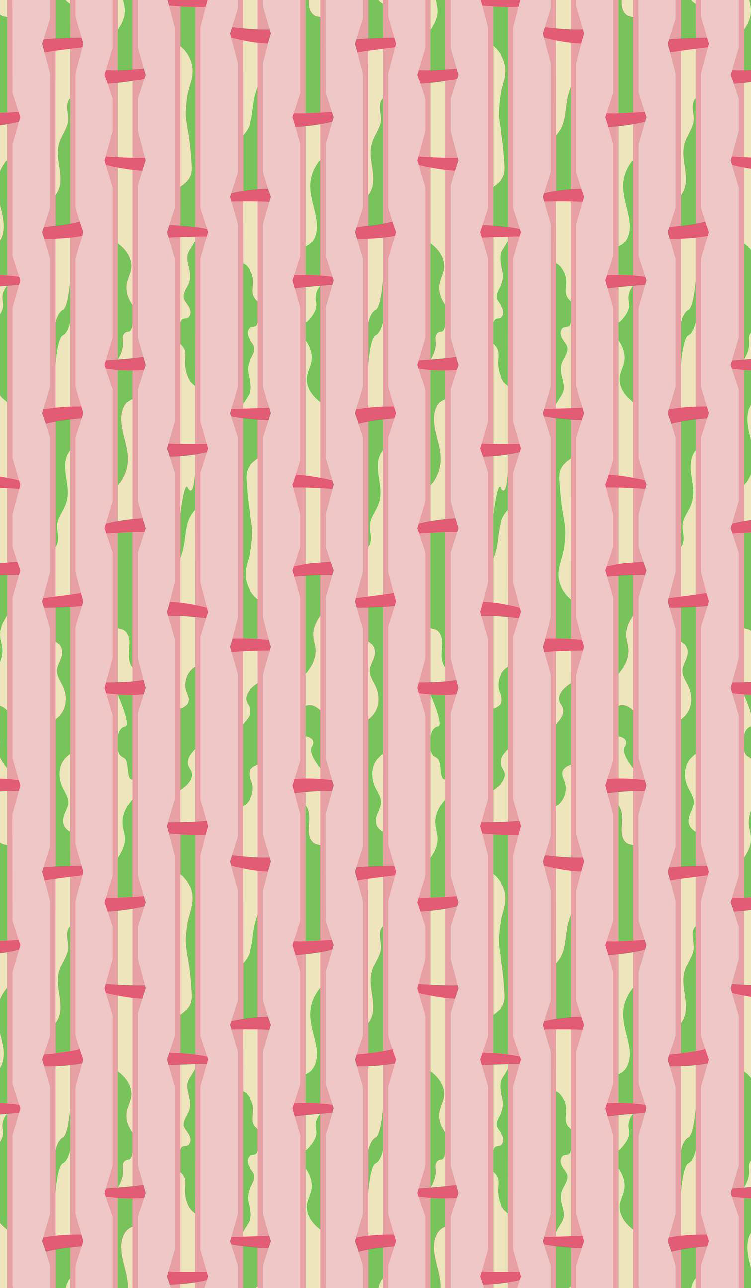 BAMBOO PRINT 1 - BLOSSOM PINK, GREEN & CREAM