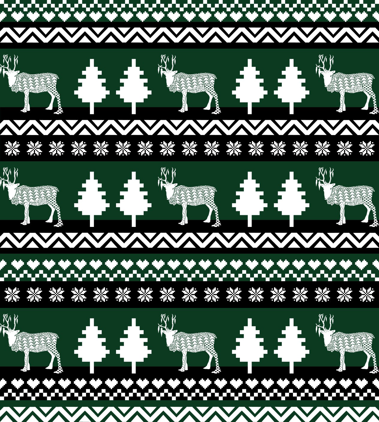 PATCHWORK UGLY SWEATER REINDEER [GREEN]