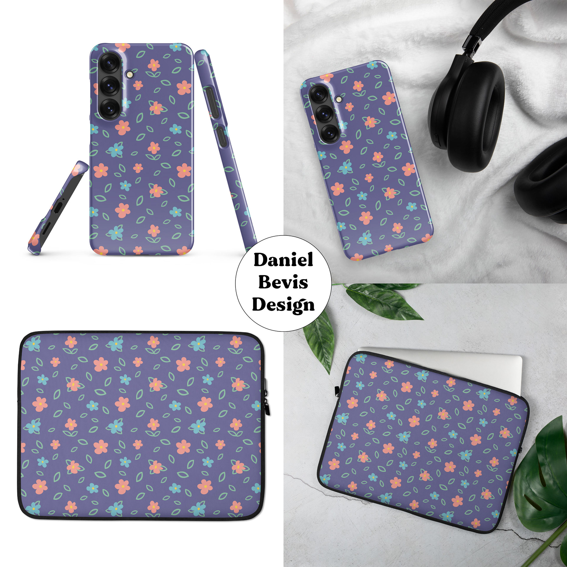 MINIMAL FLORALS - LAVENDER COLOUR BLUSH_SAMSUNG CASE & LAPTOP SLEEVE MOCKUPS