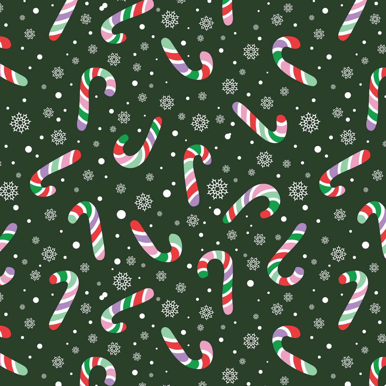 CANDY CANES PRINT - PASTEL CLASSIC / FIR GREEN