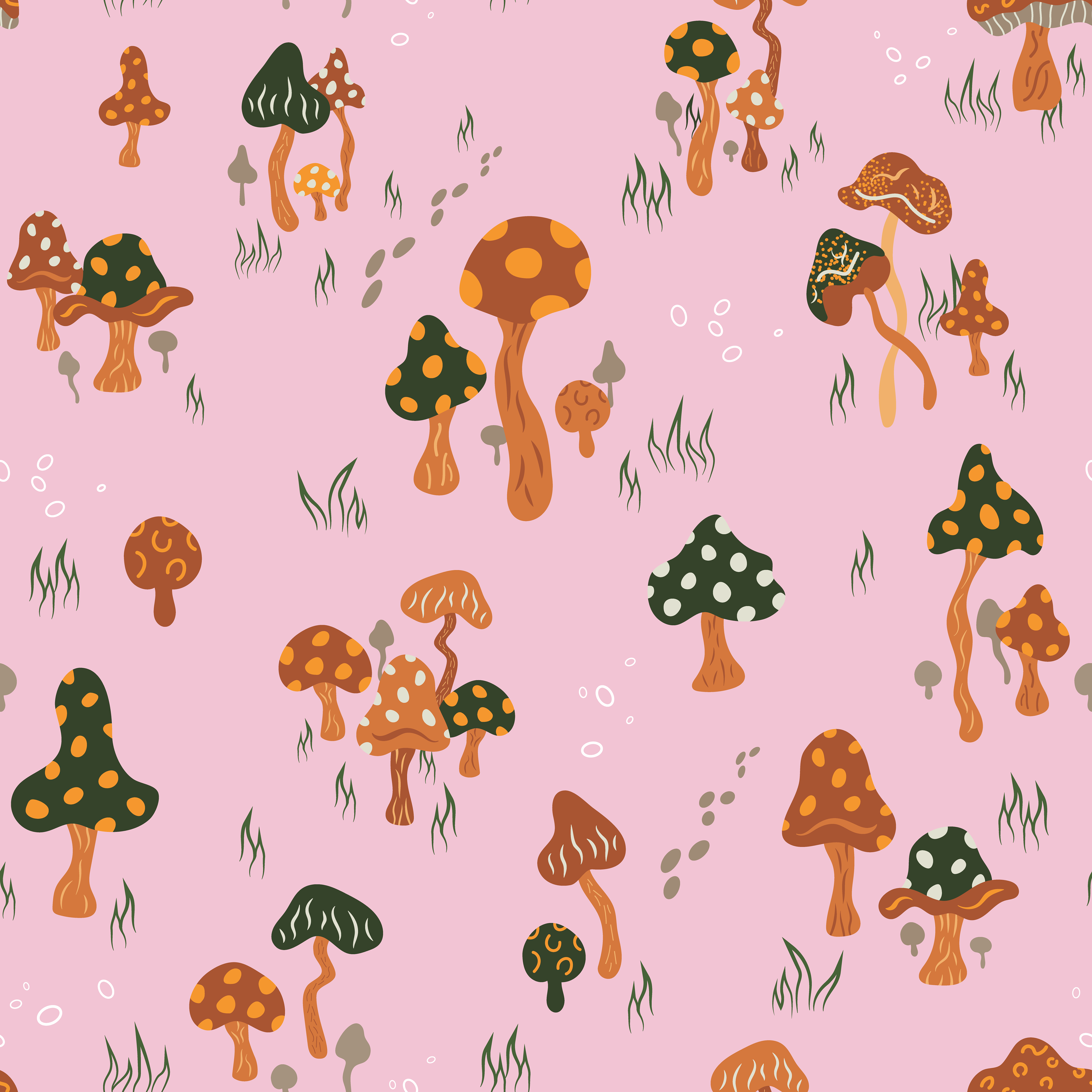 MUSHROOM MEADOW PATTERN - FAIRYTALE PINK