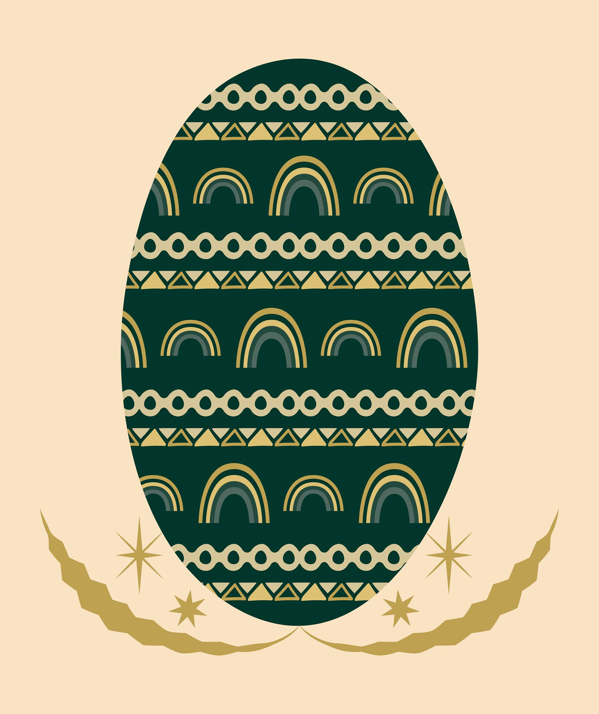 RAINBOW ORNATE JADE & GOLD EASTER EGG PRINT - MILK GOLD