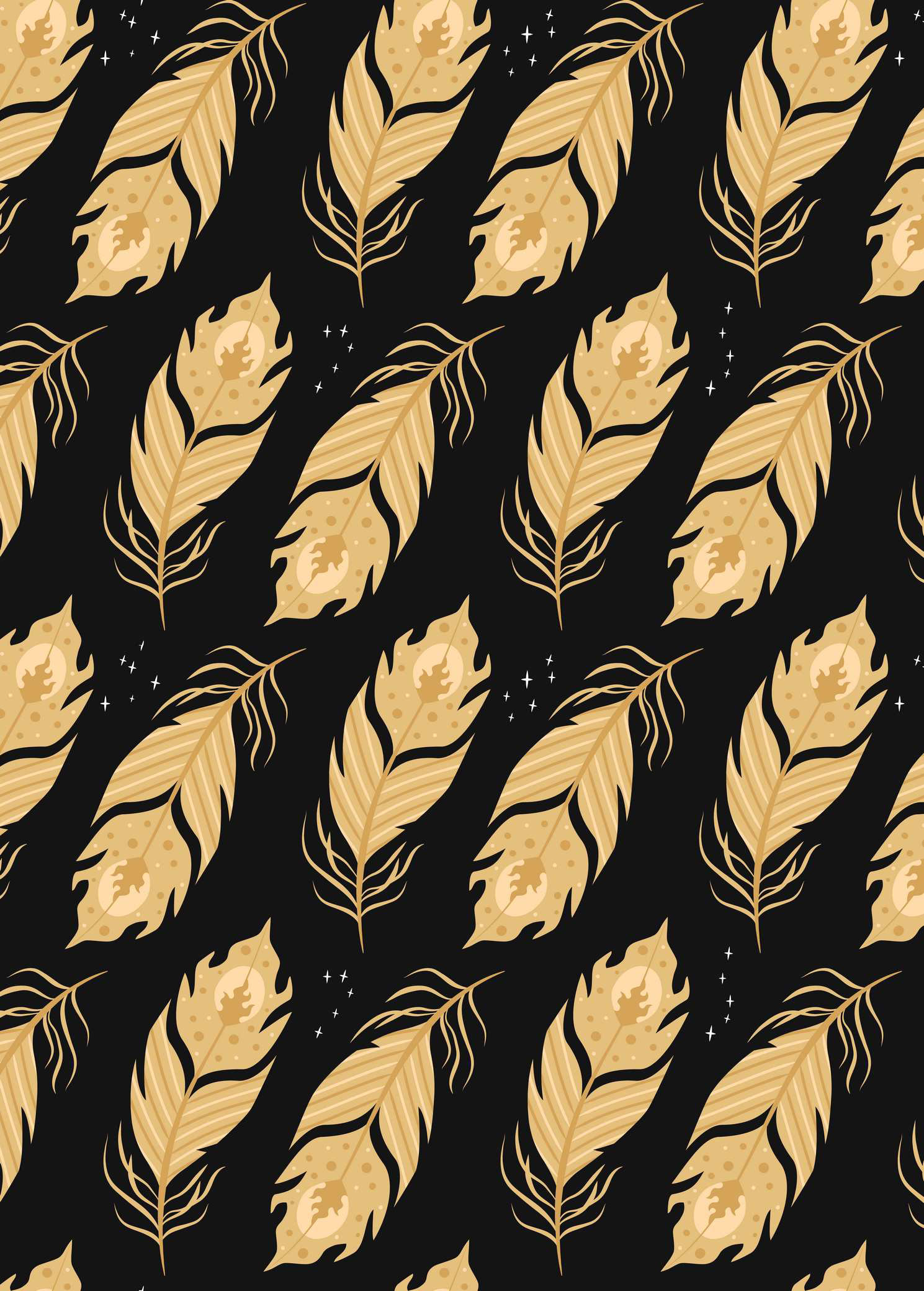 PHOENIX FEATHERS - BLACK AND GOLD 1