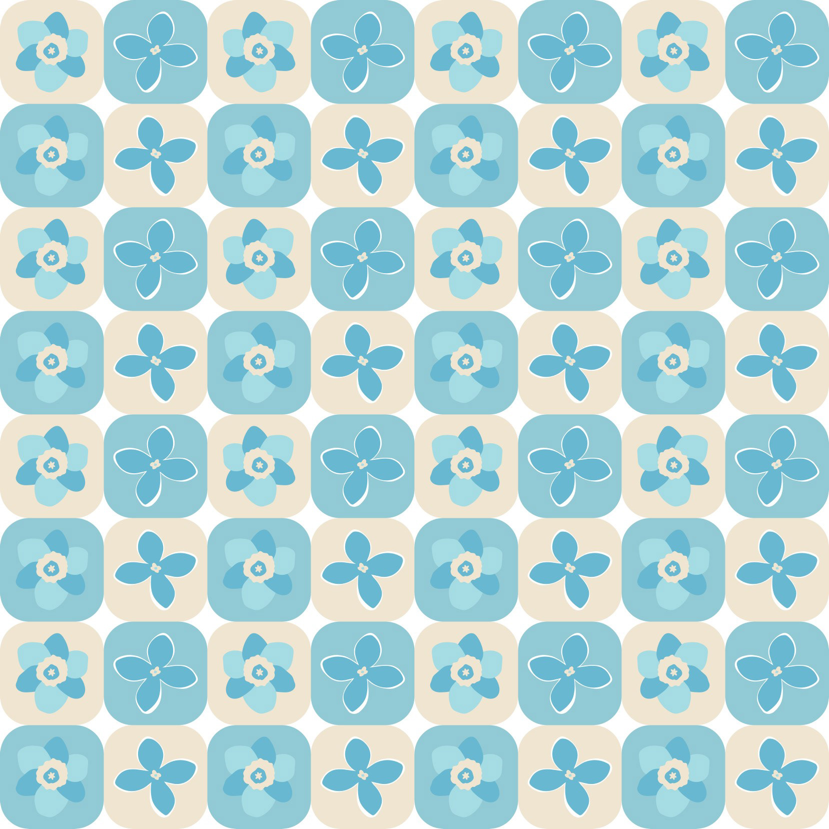 CHECKER SAND & SEA FLORALS PATTERN