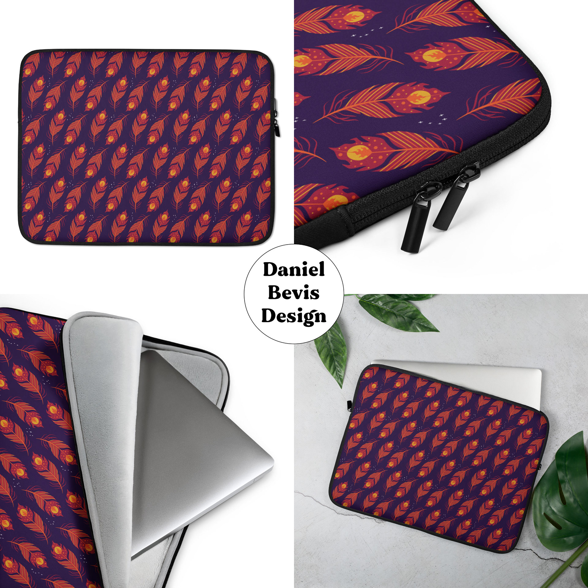 PHOENIX FEATHERS - ROYAL PURPLE_LAPTOP SLEEVE MOCKUPS