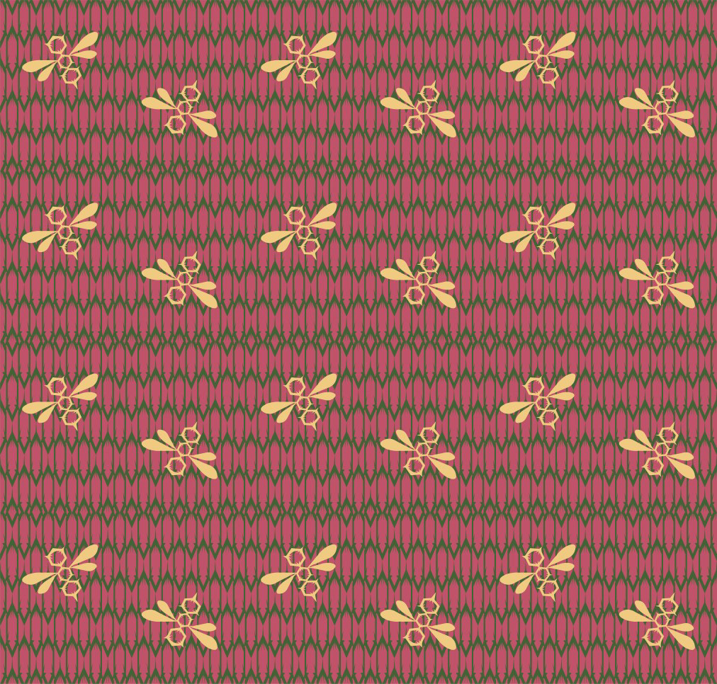 FIELD OF BEES PATTERN ~ FLORAL PINK
