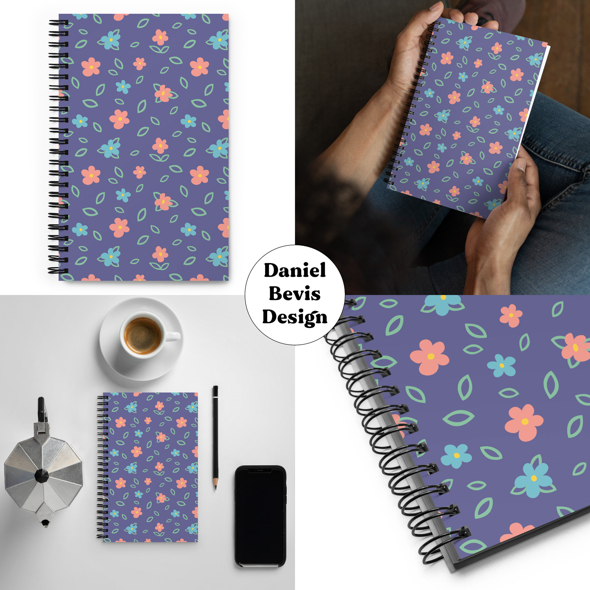 MINIMAL FLORALS 1 - LAVENDER COLOUR BLUSH_SPIRAL NOTEBOOK MOCKUPS COLLAGE