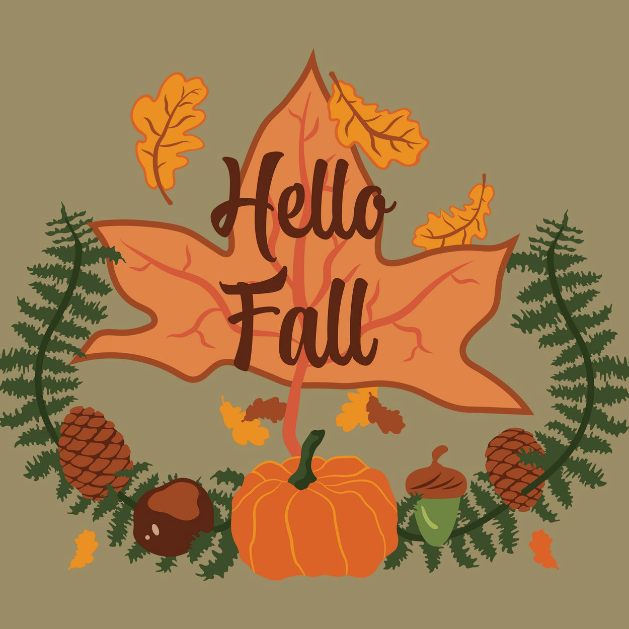 HELLO FALL - OLIVE ASH