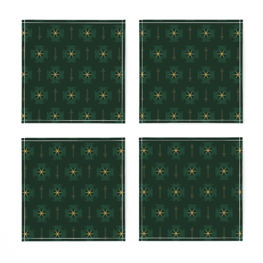 FLOWER KNIGHT - JADE GREEN & GOLD NAPKINS