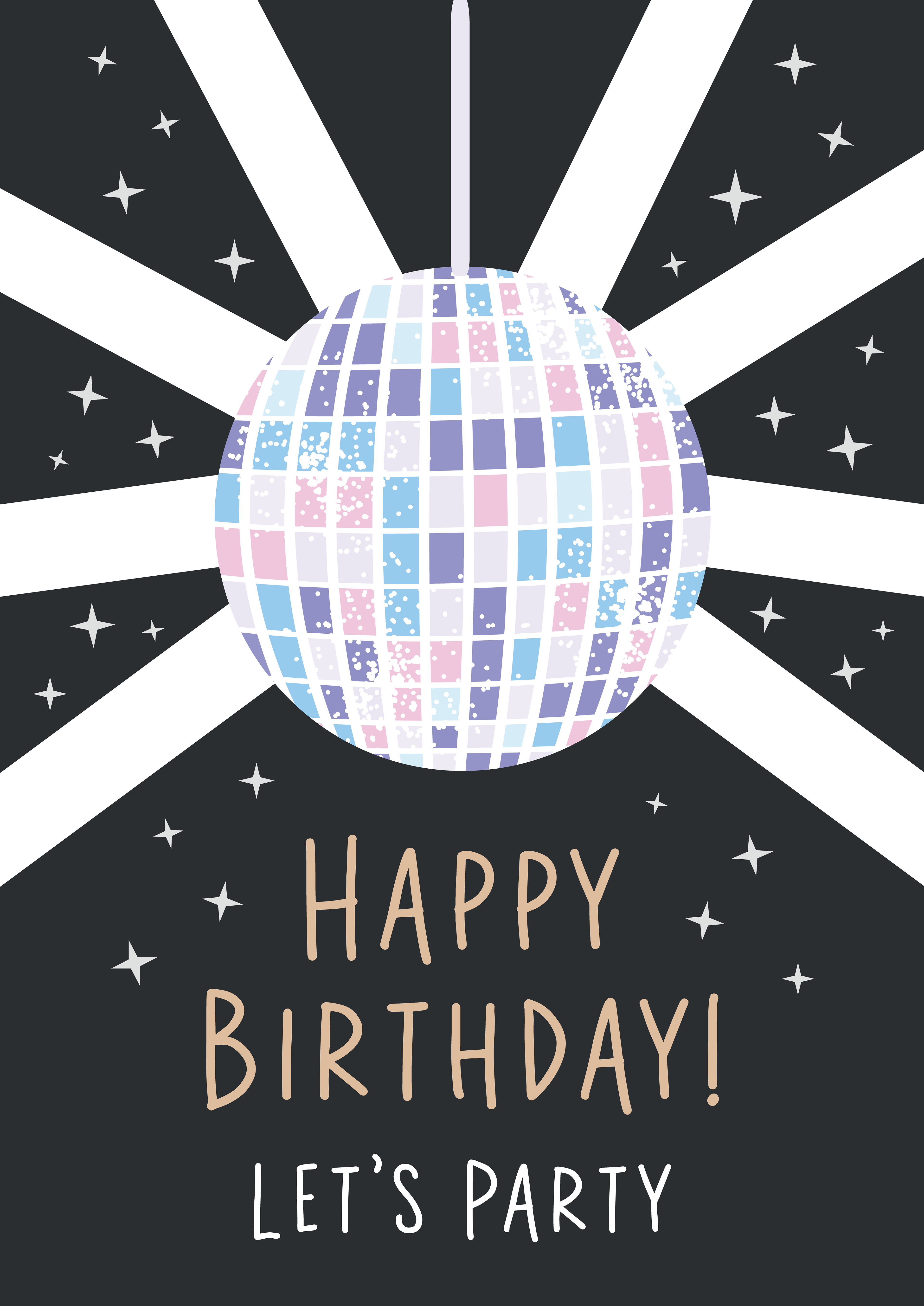 HAPPY BIRTHDAY DISCO BALL - RETRO PASTELS CARD