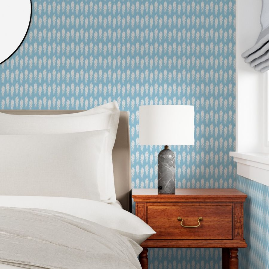 EUCALYPTUS SILHOUETTE - ISLAND WAVE BLUE WALLPAPER