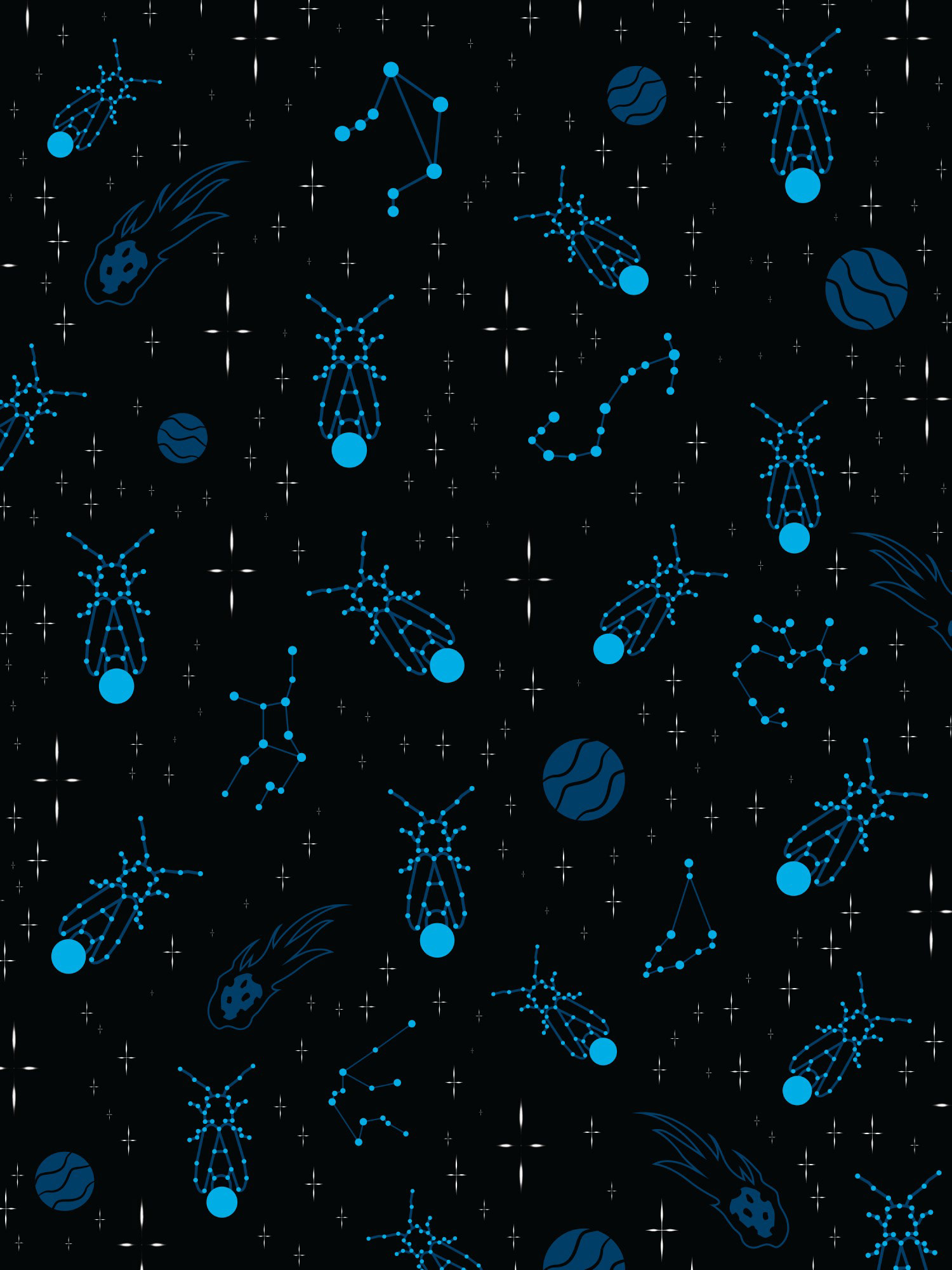 CELESTIAL BLUE FIREFLIES CONSTELLATIONS PATTERN